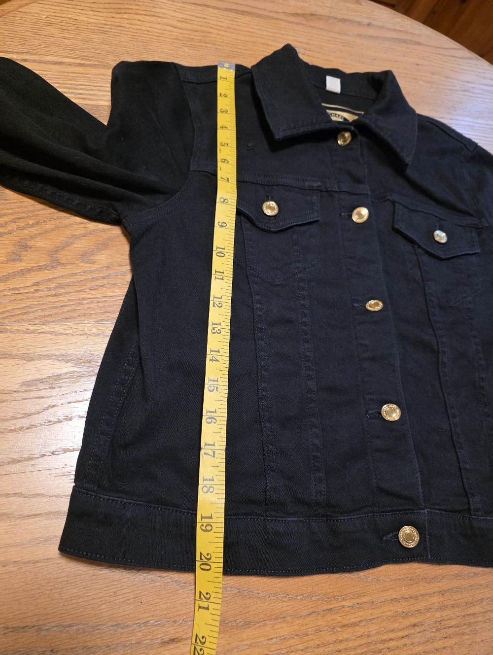 Michael Kors Women's Black Denim Jean Jacket With Gold Logo Buttons Size M - Picture 14 of 15
